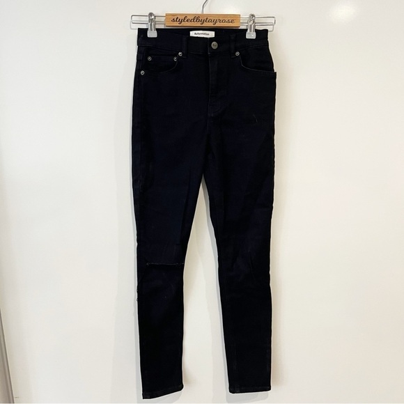 REFORMATION Jeans Faded Black Destroyed High Waist Rise Skinny Jean - Picture 3 of 11